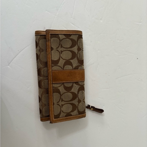 Coach Tan and Brown Signature Wristlet - Picture 1 of 8
